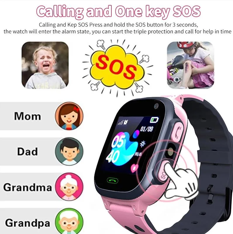 Los niños de la tarjeta SIM Anti-Lost llamada Relojes Reloj inteligente para  Niños Niñas chicos impermeable reloj Smartwatch Ubicación GPS Tracker niño  - China Sups