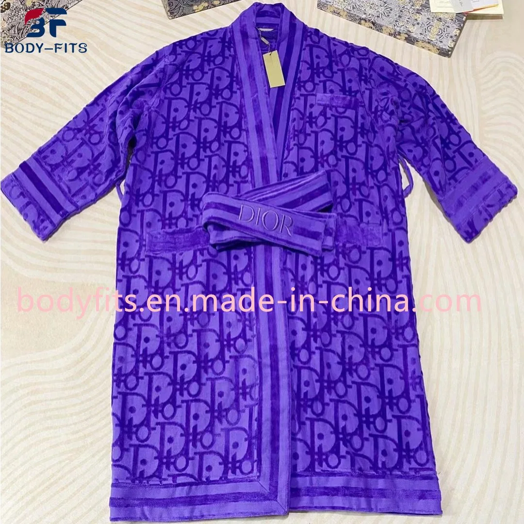 Custom Bathrobe Solid Color Bathing Robe 100% Cotton Bath Robes Luxury Bathrobes Unisex Hotel Bathrobe