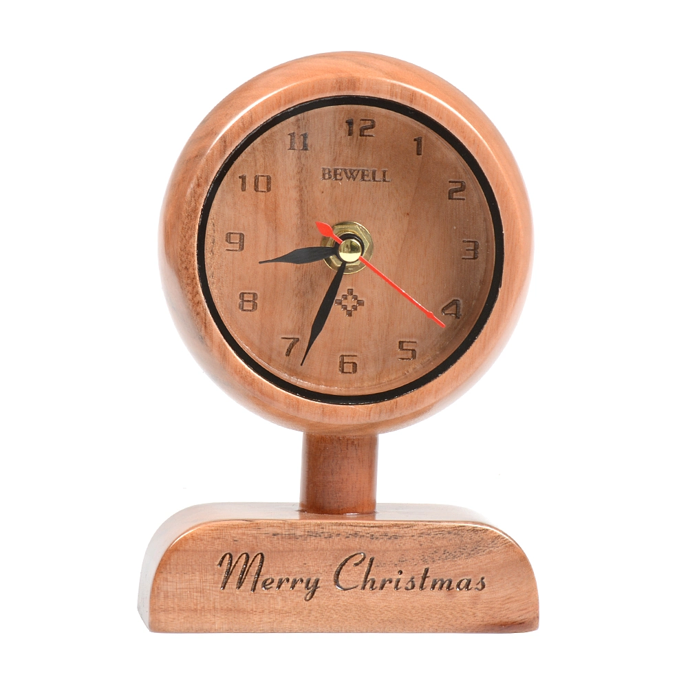 Wholesale/Supplier Table Stand Small Beech Wood Alarm Clock for Gift