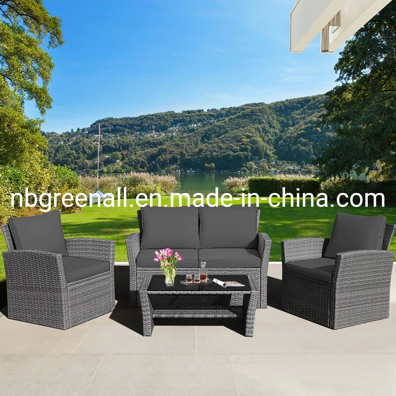 4PCS Modern Patio Garden Hotel Home Resort Rattan Wicker Leisure Sofa Set Outdoor Furniture