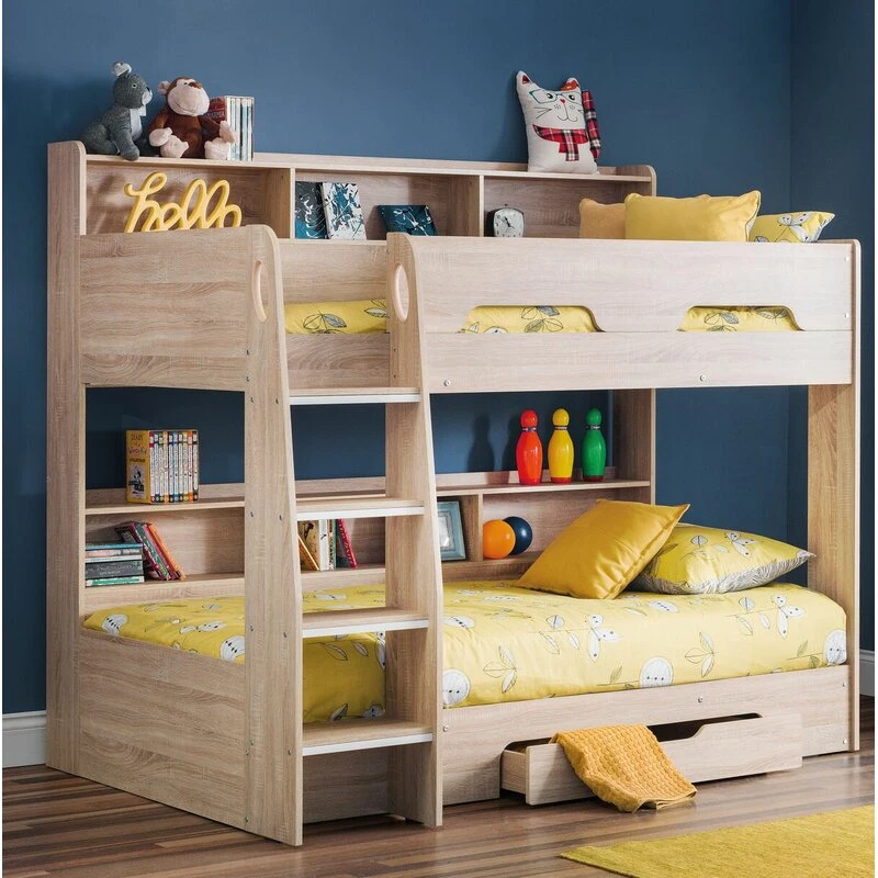 China Modern Hot Verkauf Kinder Bett in White Oak Grey Farbe Holz Wohnmöbel Kinder MDF Etagenbett