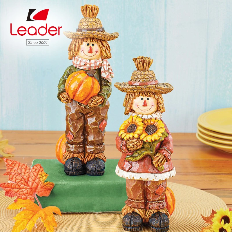 Pintado a mano Mr y Scarecrow Fiesta Fall Tabletop Figurines