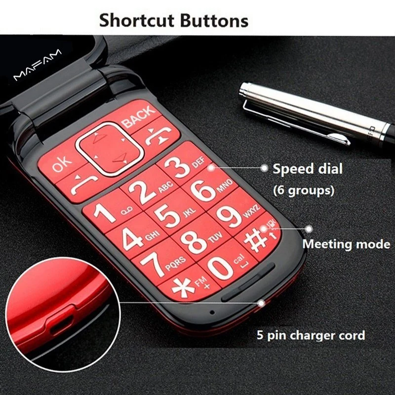 F899 GSM 2g Mini Flip Cell Phone Big Button Pocket Mobile Phone for Kid and Elderly