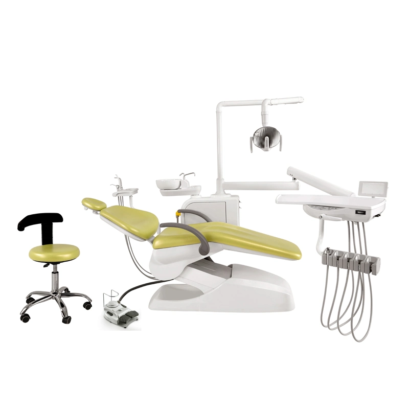 2022 Nueva Economía China Mayorista/Proveedor de accesorios portátiles Prosthodontics Foshan LED Cuero Sillon Suntem Unidad Dental Presidencia armazón de aluminio