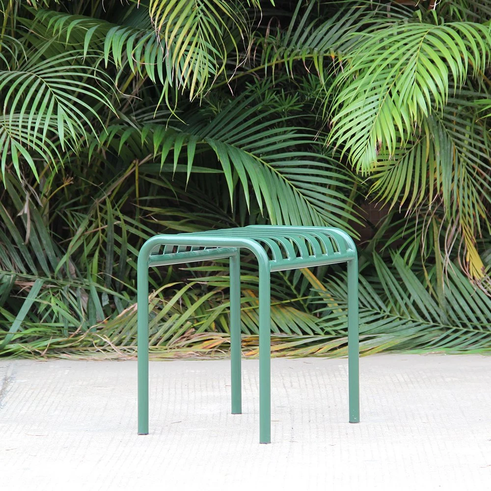 Modern Leisure Iron Steel Green Outdoor Small Low Stool Garden Chair for Restaurant Dining Furniture