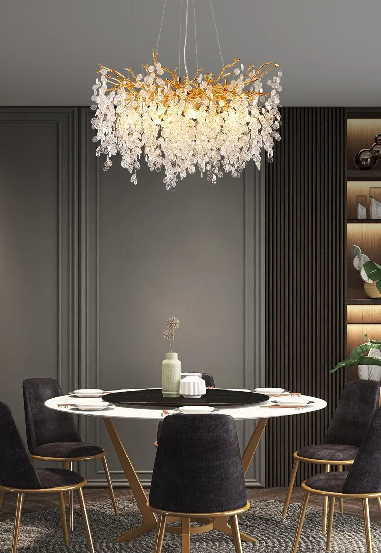 Modern Metal Glass Piece Dining Living Room Hotel Villa Luxury Chandeliers Pendant Lights Chandelier