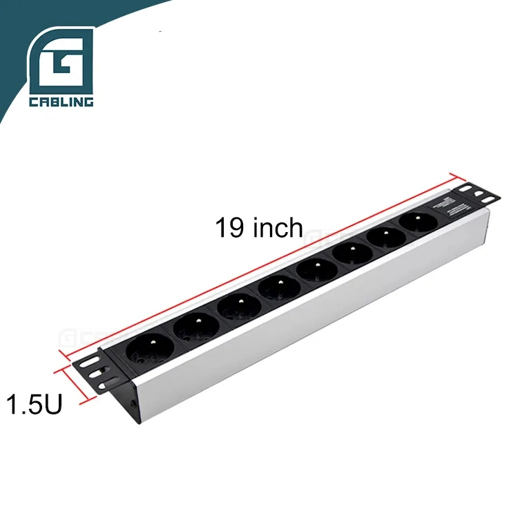 Gcabling 16A" 8 vías Francés toma 1,8m 1,5U 19 Alimentación Unidad de distribución PDU de armario de montaje en bastidor