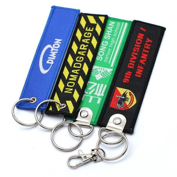 Wholesale Cheap Price Custom Safe Polyester Embroidery Keychain Custom