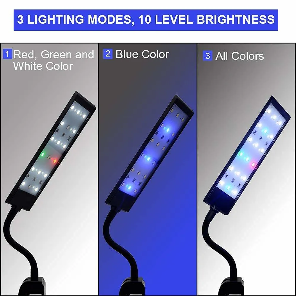 RGB Clamp Aquarium Light Fish and Plant Aquarium Lighting with Timer Dimmer