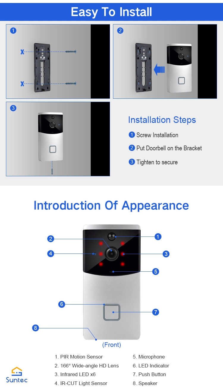 Smart WiFi Wireless Home visuelle wasserdichte Ring Tür Bell Kamera Videoeingang