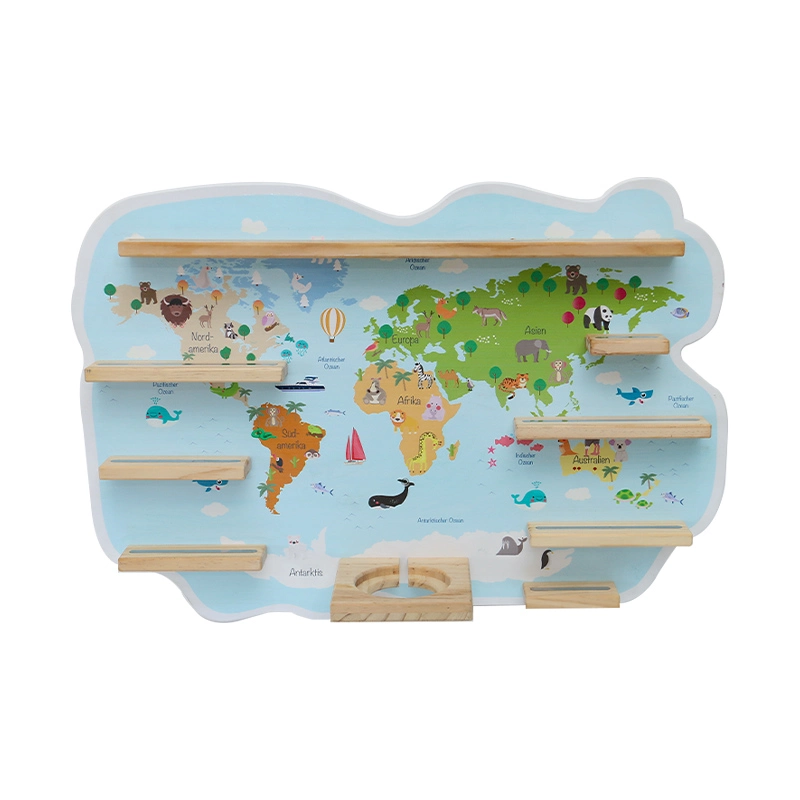 Enough Space for Tonie Audio Figures, World Map Wooden Toniebox Shelf