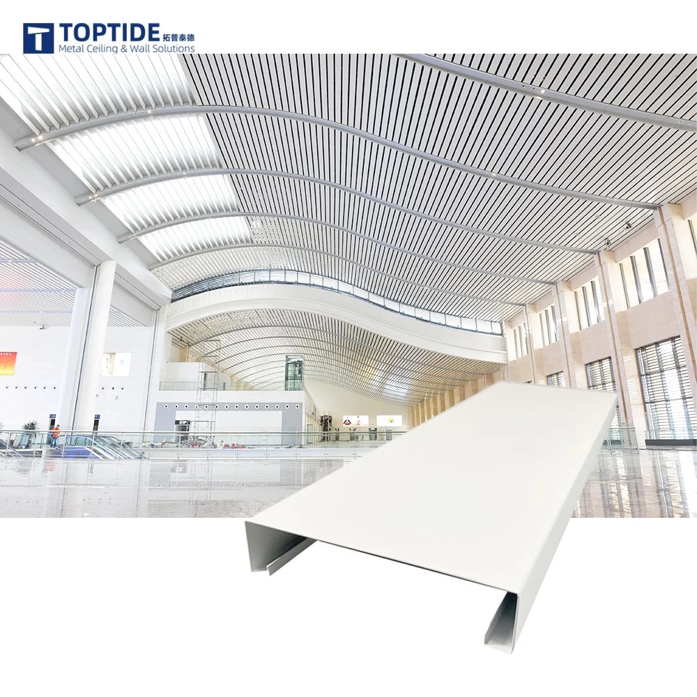 Railway Station Decorative False Aluminum Strip Wavy Linear Metal Ceiling