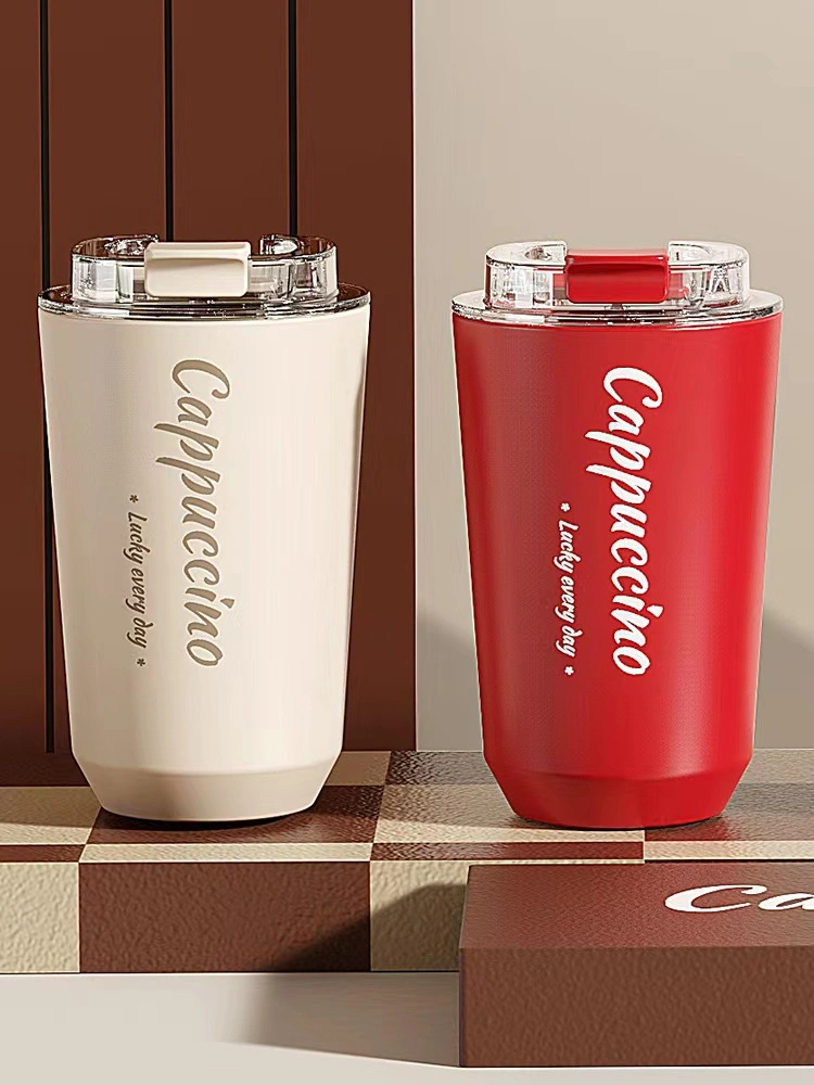 Stainless Steel Double Layer Coffee Cup Creative Mark Office Water Cup Car Portable Thermoses Cup