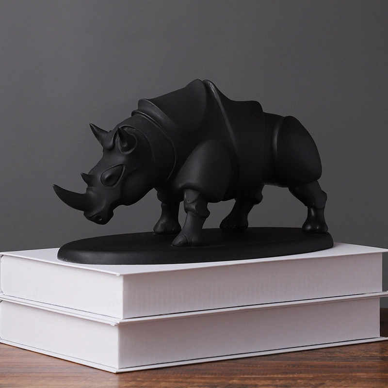 Modern Creative Resin Rhino Ornament Wild Animal for Home Decoration