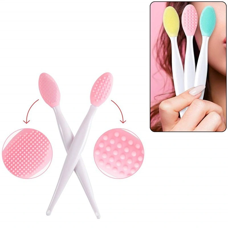 Exfoliating Lip Brush Nose Cleaning Brush Double-Side Soft Silicone Lip Scrub Cosmetic Silicone Brush