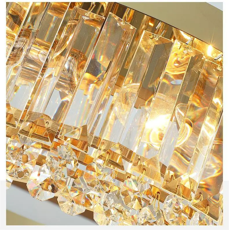 Modern Luxury Crystal Chandelier Lighting Living Room Square Lobby Light Gold Lamp