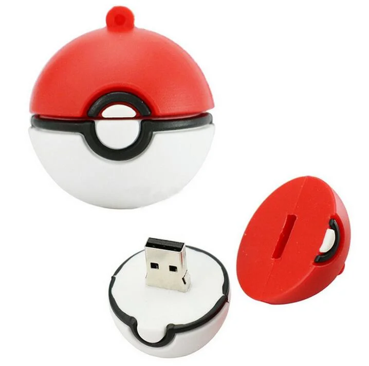 New Cute Cartoon PVC Pokemon Pokeball USB Flash Disk