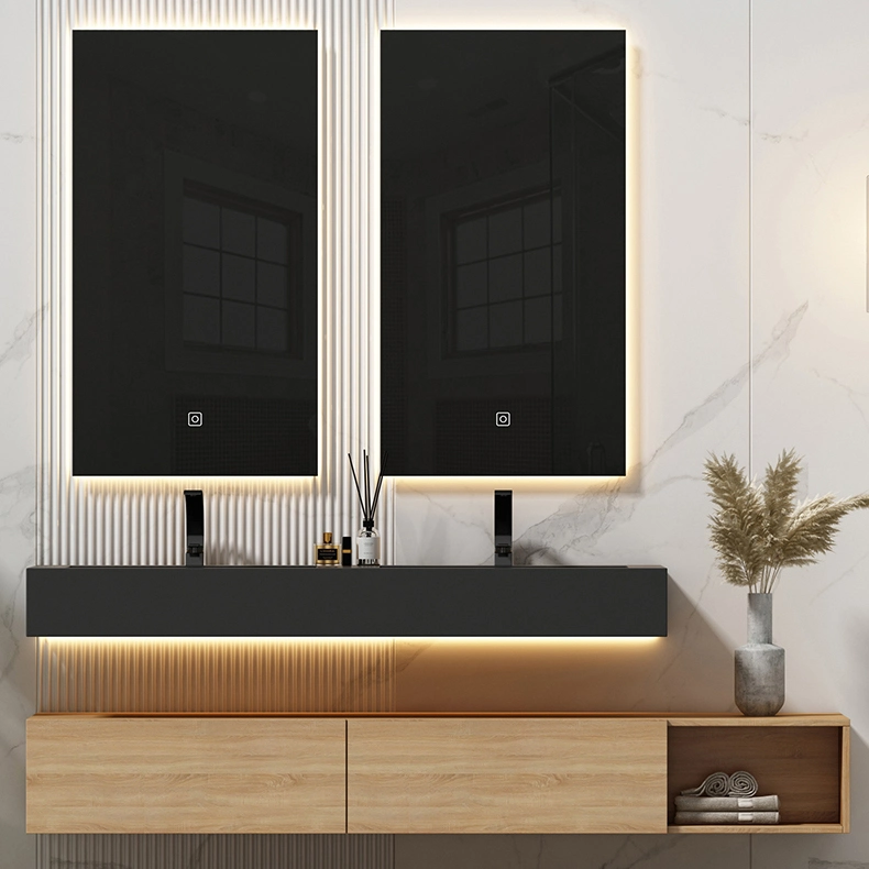 Wholesale/Supplier Hotel Design Modern Wall Mounted Cabinet Furniture Ceramic Basin LED Mirror Bathroom Vanity