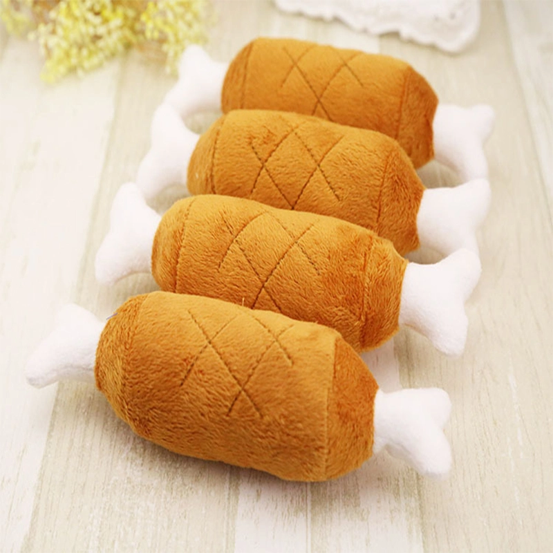 Plush Drum Sticks Chicken Leg Bone Shape Squeaker Chew Plush Dog Toy