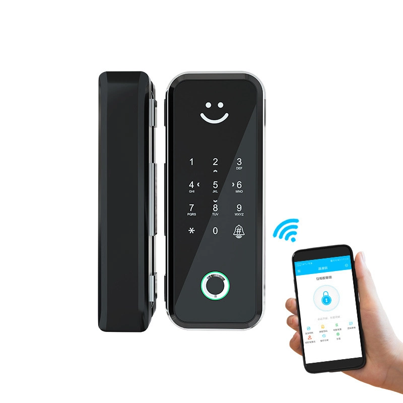Coded Lock Fingerprint Lock Password Code IC Card Smart Glass Door Lock for Home Apartment Office Door