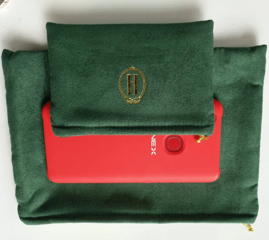 Suede Velvet Custom Embroidery Logo Pouch Luxury Beauty Makeup Zipper Closure Travel Professional Cosmetic Green Bag