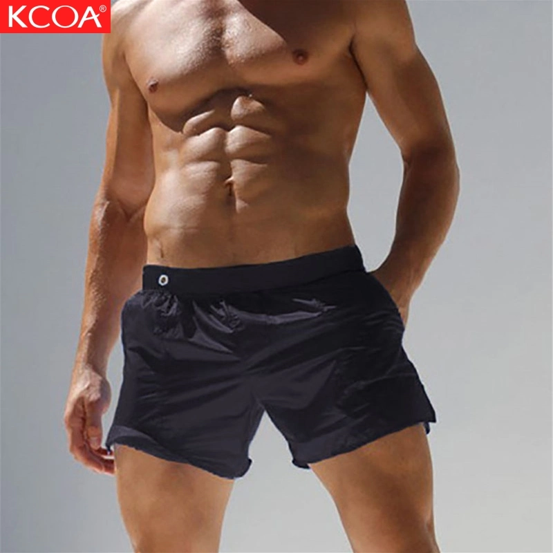 Fashion Comfortable Black Casual Plain Men Surfing Beachwear with Pockets