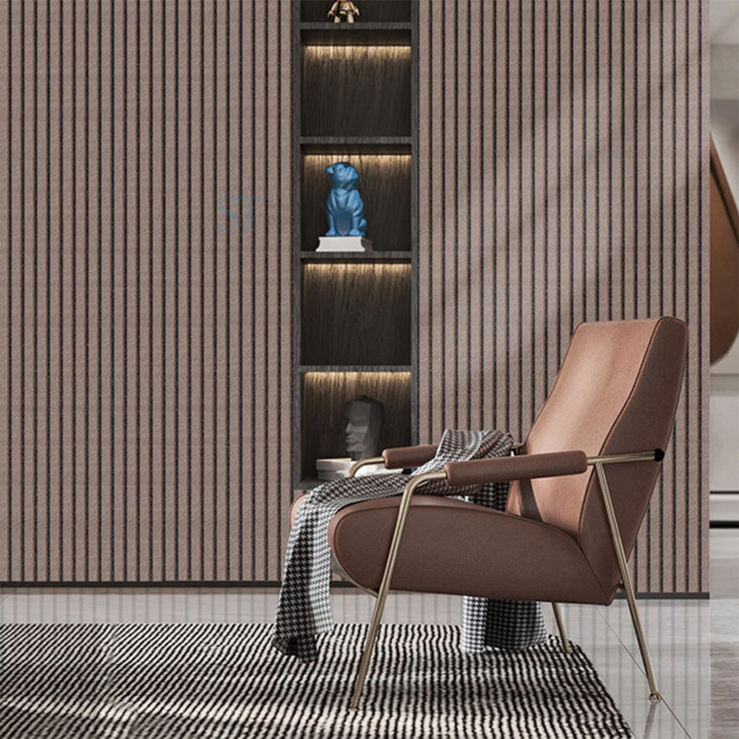 Villa Sound Absorption Walnut and Oak Wooden Slat Wall Acoustic Panel for Hotel