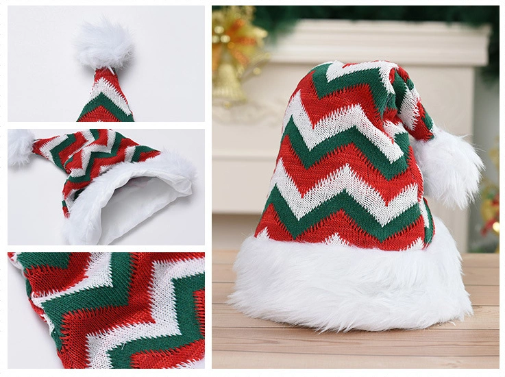 Año Nuevo de alta calidad de felpa suave de sombrero blanco grueso rojo las tapas de Santa Claus Santa's Christmas Hat para Adultos Niños Xmas Hat