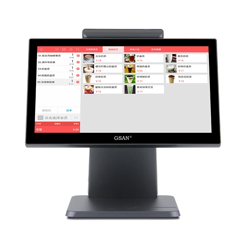 Écran tactile LCD Windows Android Moniteur d'affichage Machine Système POS supermarché Caisse enregistreuse terminal POS avec lecteur de carte