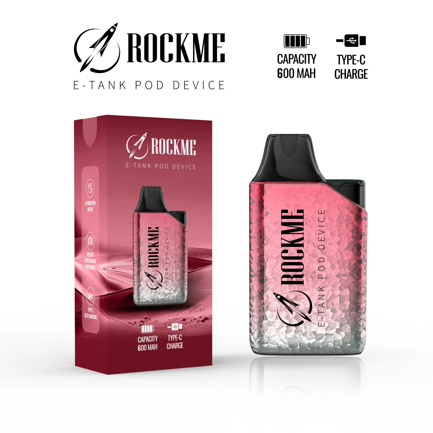 Luckee 600 de la batería recargable de Amh Caja de plástico de la batería de la vaina de Vape