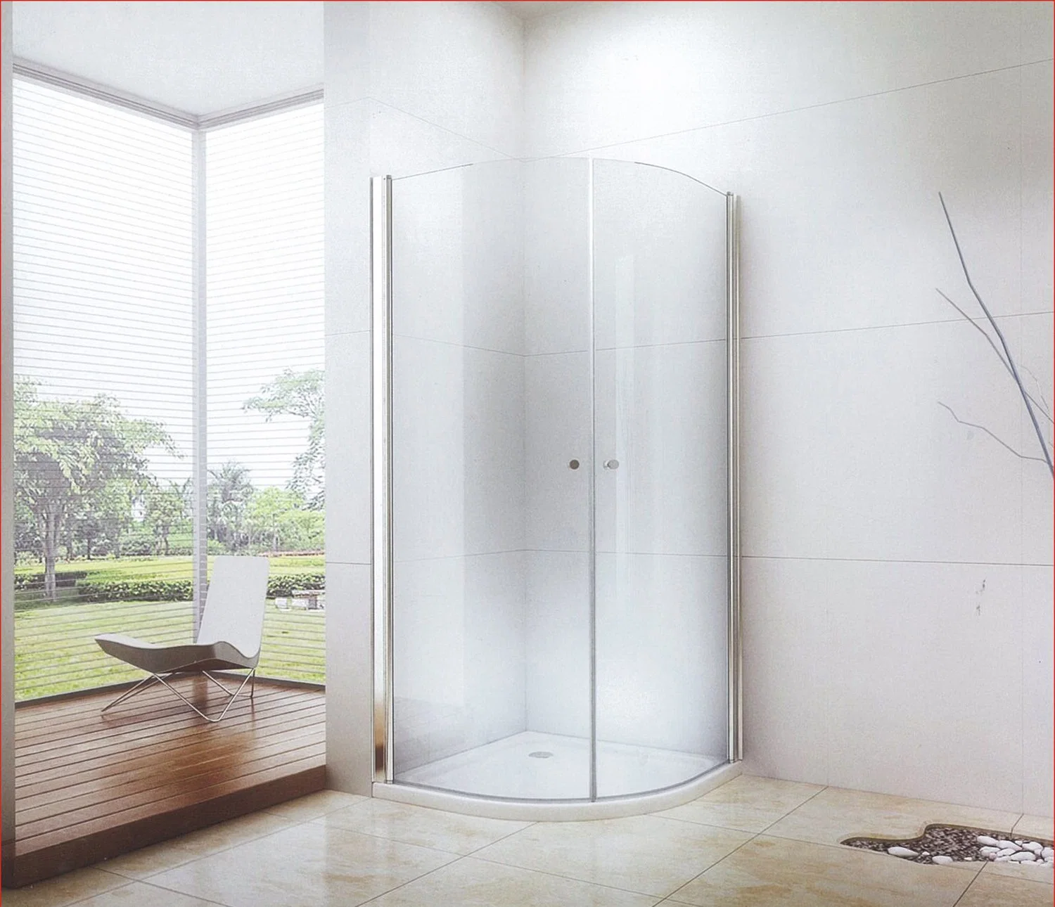 Moderno diseño de lujo ronda sin cerco simple baño Ducha con apertura de puertas corredizas de vidrio (CK-8016)