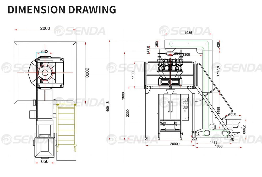 Vffs Combination Scare Vertical Particles/Peanuts/Beans/Pet Food/Oatmeal/Chips Snack Packing Machine