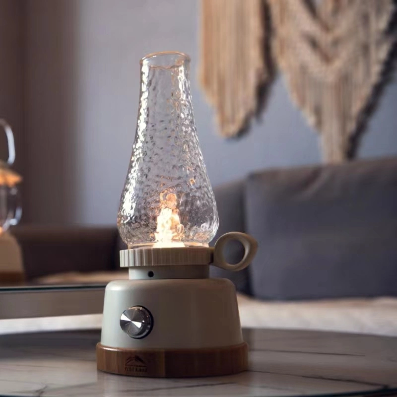 Lampe de table adaptée aux pièces et lanterne de loisirs LED d'extérieur.