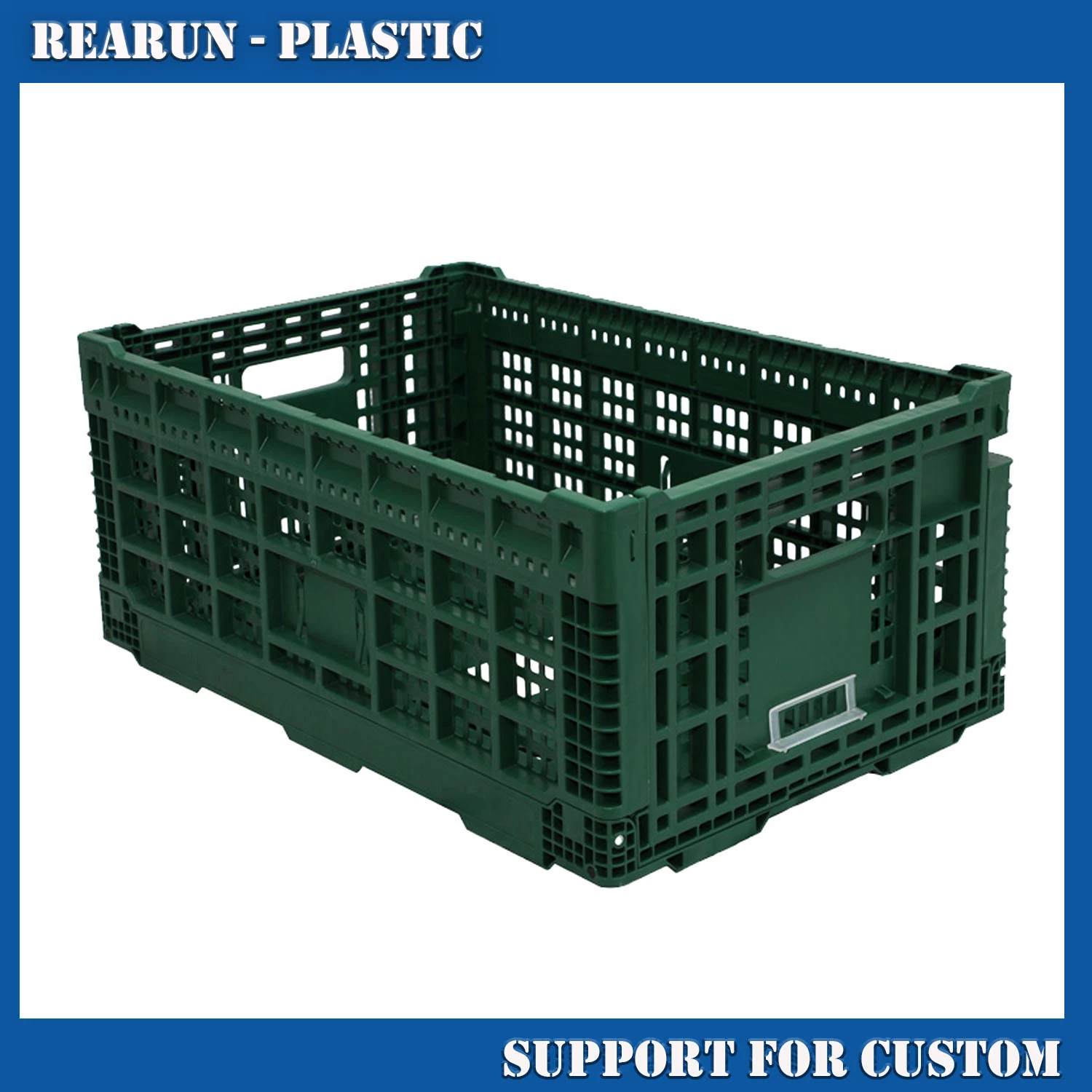 Reusable Box Storage Mesh Plastic Stackable Fruit Vegetable Container Foldable Crate for Supermarket