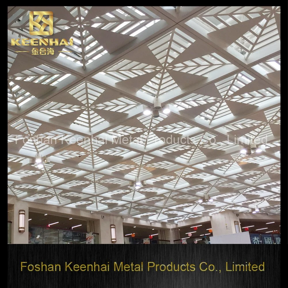 Hollow out Flower Pattern Decorative Square Suspended Aluminium Ceiling Metal Decorative Suspended Ceiling (KH-MC-06)