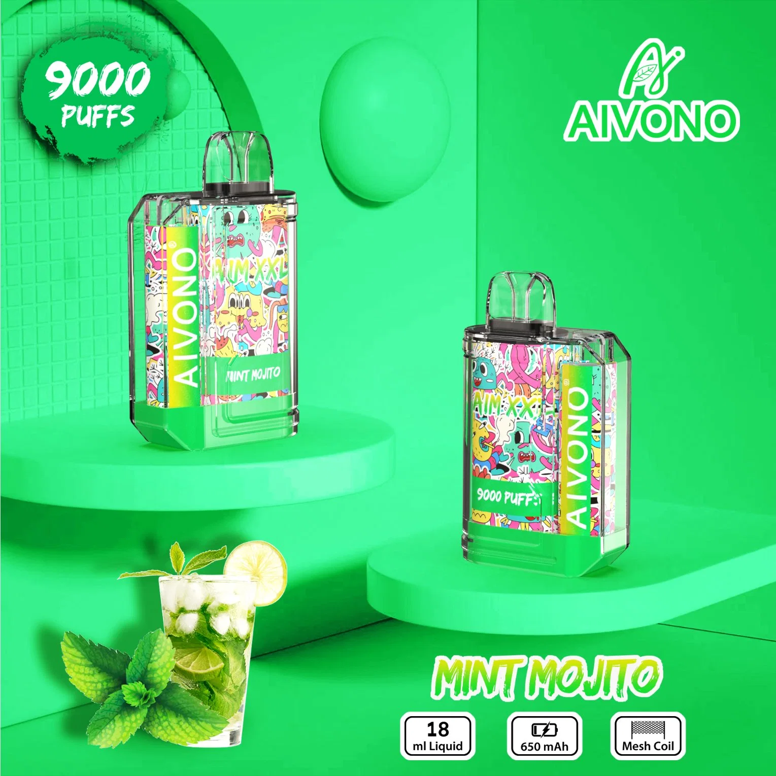 Aivono AIM XXL 2023 enorme humo Icy sabor sabores sabrosos 18mL E Juice 9000 Puffs al por mayor VAPE barato