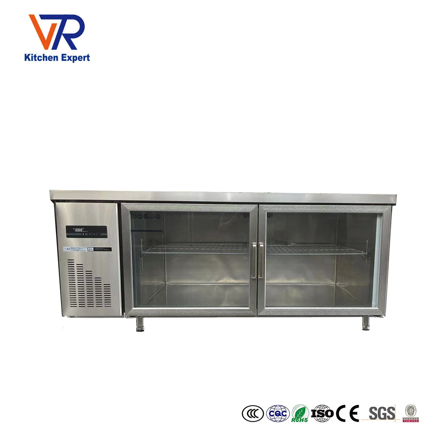 Réfrigérateur commercial en acier inoxydable sous le comptoir, réfrigérateur de comptoir avec roulettes