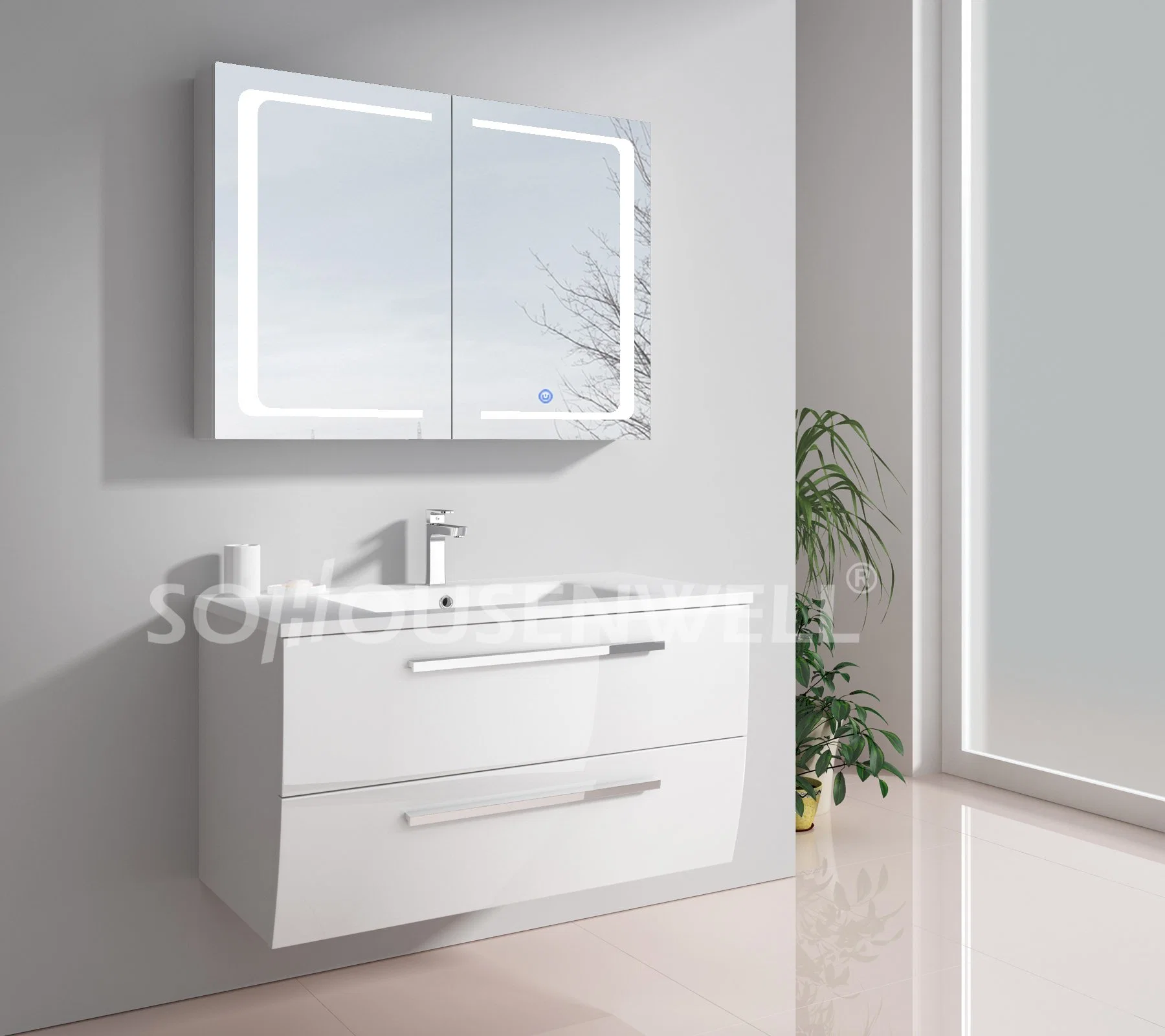 Hangzhou Modern Bathroom Cabinet Metal Handle Bathroom Accessories with Mirror Cabinet