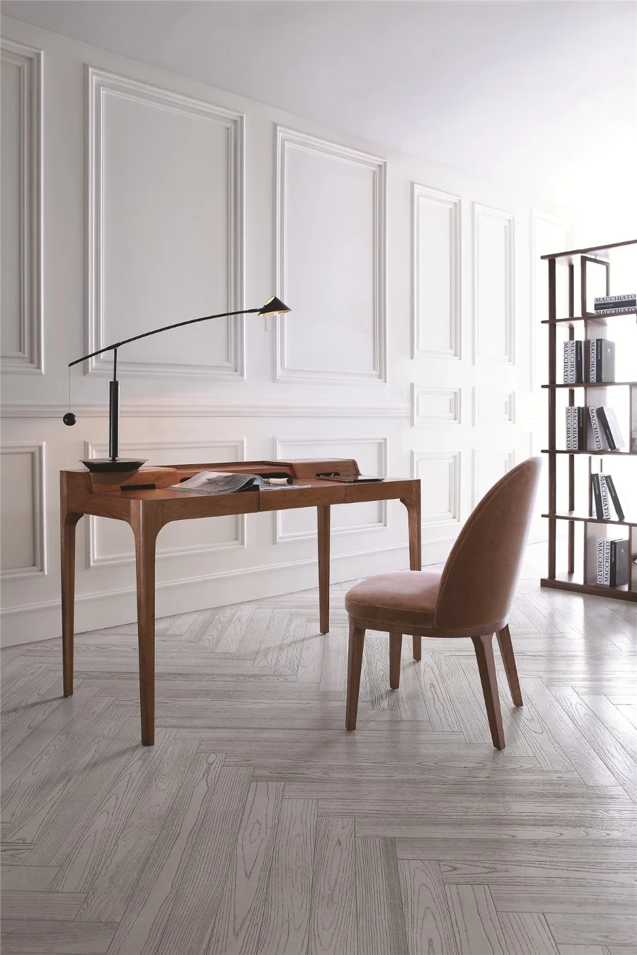 Zhida Foshan Factory Wholesale Hotel Furniture Modern Design Villa Bedroom Home Office Walnut Solid Wood Study Desk for Study Room
