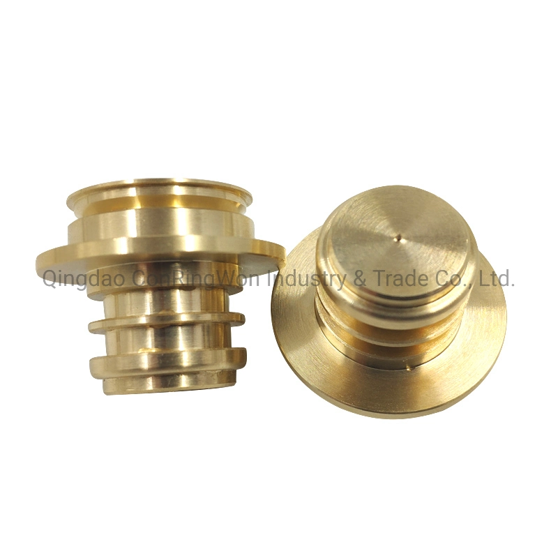 CNC Turning Brass Part for Power Cable Connector, 24K Gold-Plated