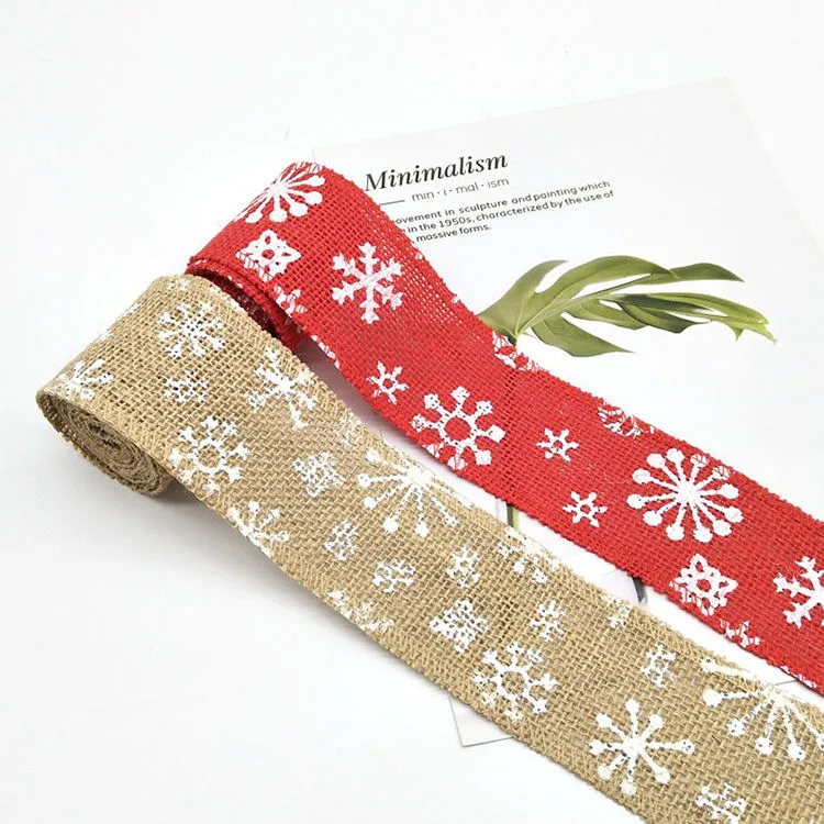 Merry Christmas Decor Deer Printed Gift Ribbons Roll Christmas Wired Edge Ribbon