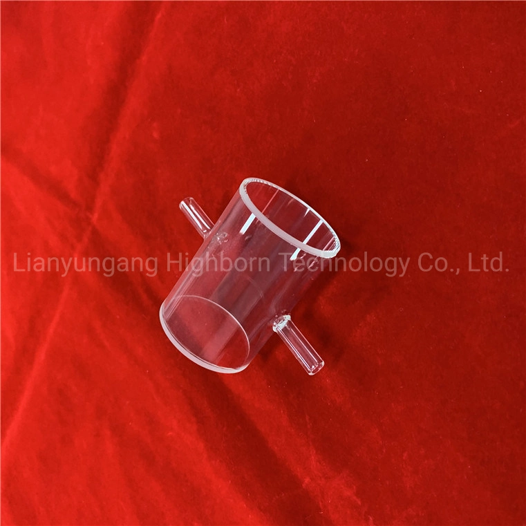 High Purity Transparent Polishing Two Sides Outlet Tubes Cylinder Quartz Glass Cuvette for Laboratory Research Instruments