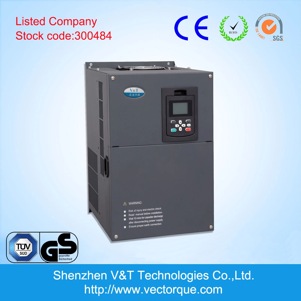 V&T V9 132kw V/F Vector Torque Control with Encoder Feedback AC Drive