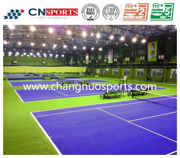 Silicon PU Upgraded Acrylic Coating Rubber Sports Flooring for Cushion Tennis Court