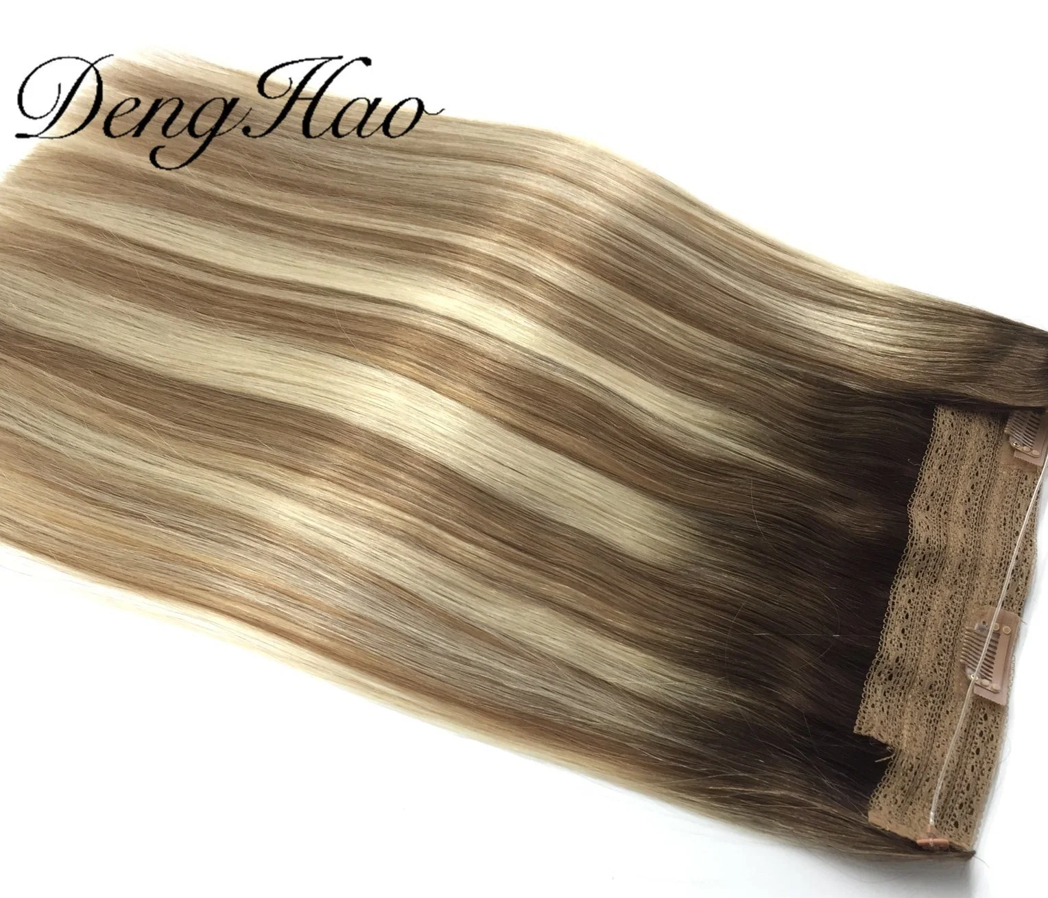 Deluxe Premium Human Hair Halo Virgin Full Cuticle Aligned Thickness No Mix Blonde Remy Halo Flip in Hair Extensions All Types