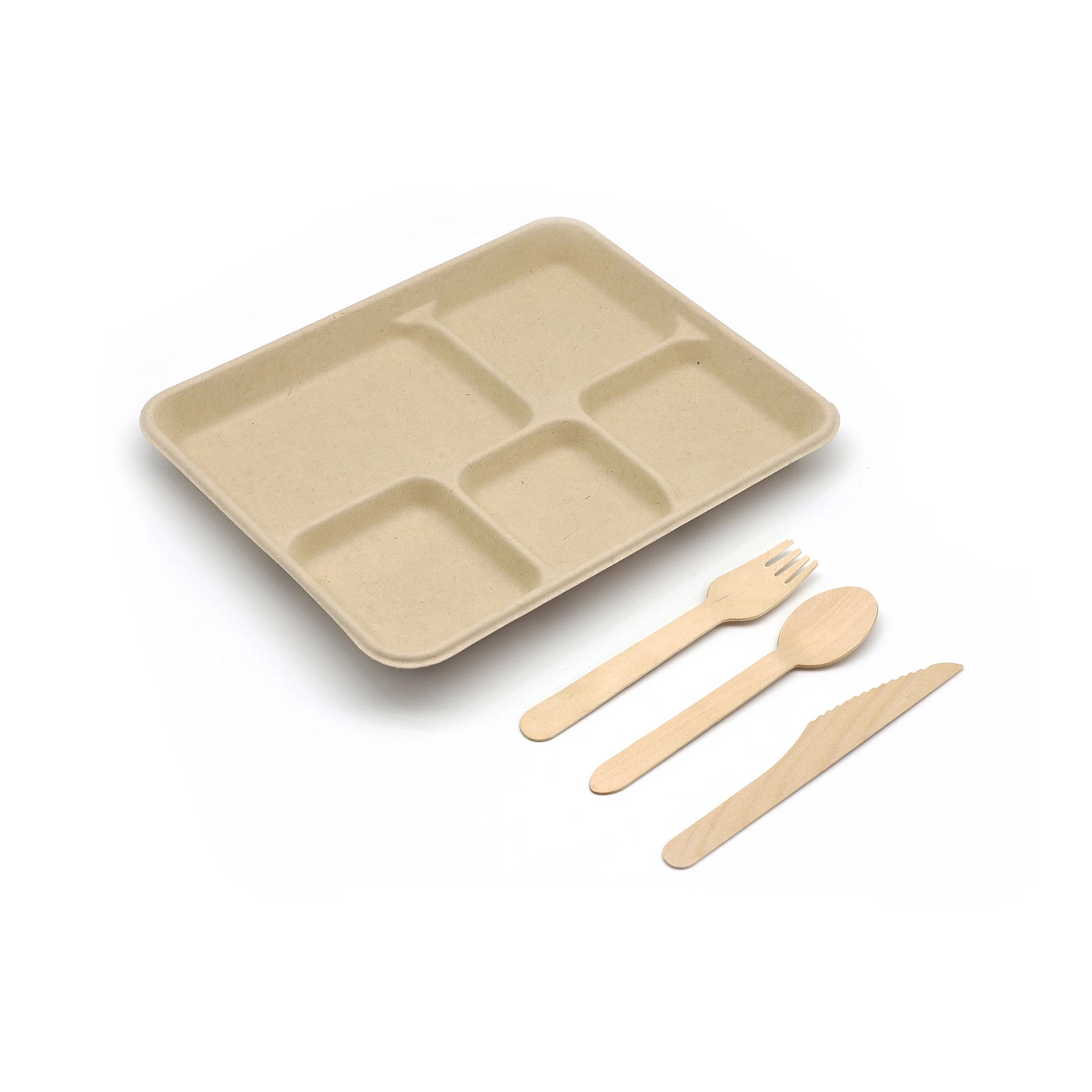 Customized Bamboo Pulp Paper Trays with 2, 3, 5 Compartments