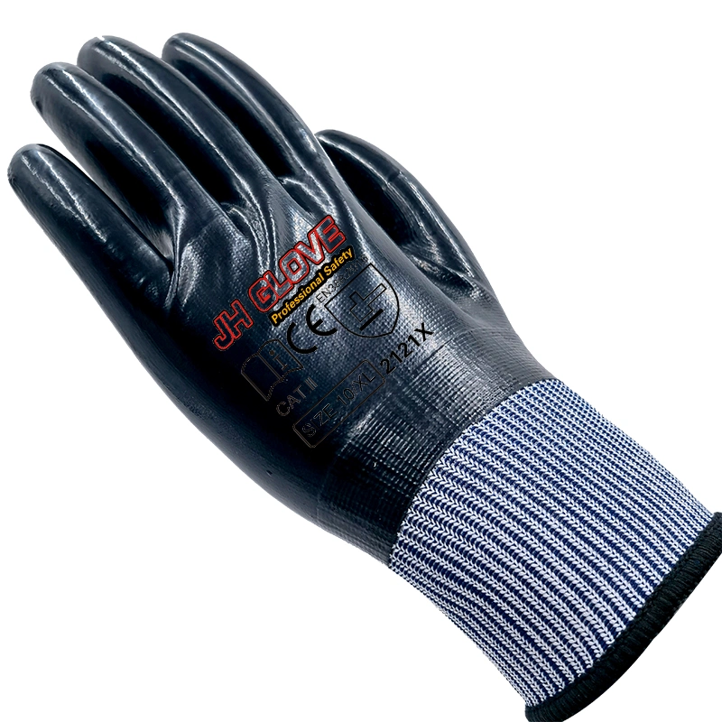 2023 Wholesale/Supplier Customizable Nylon Black Nitrile Coated Anti Slip Wearable Safety Gloves