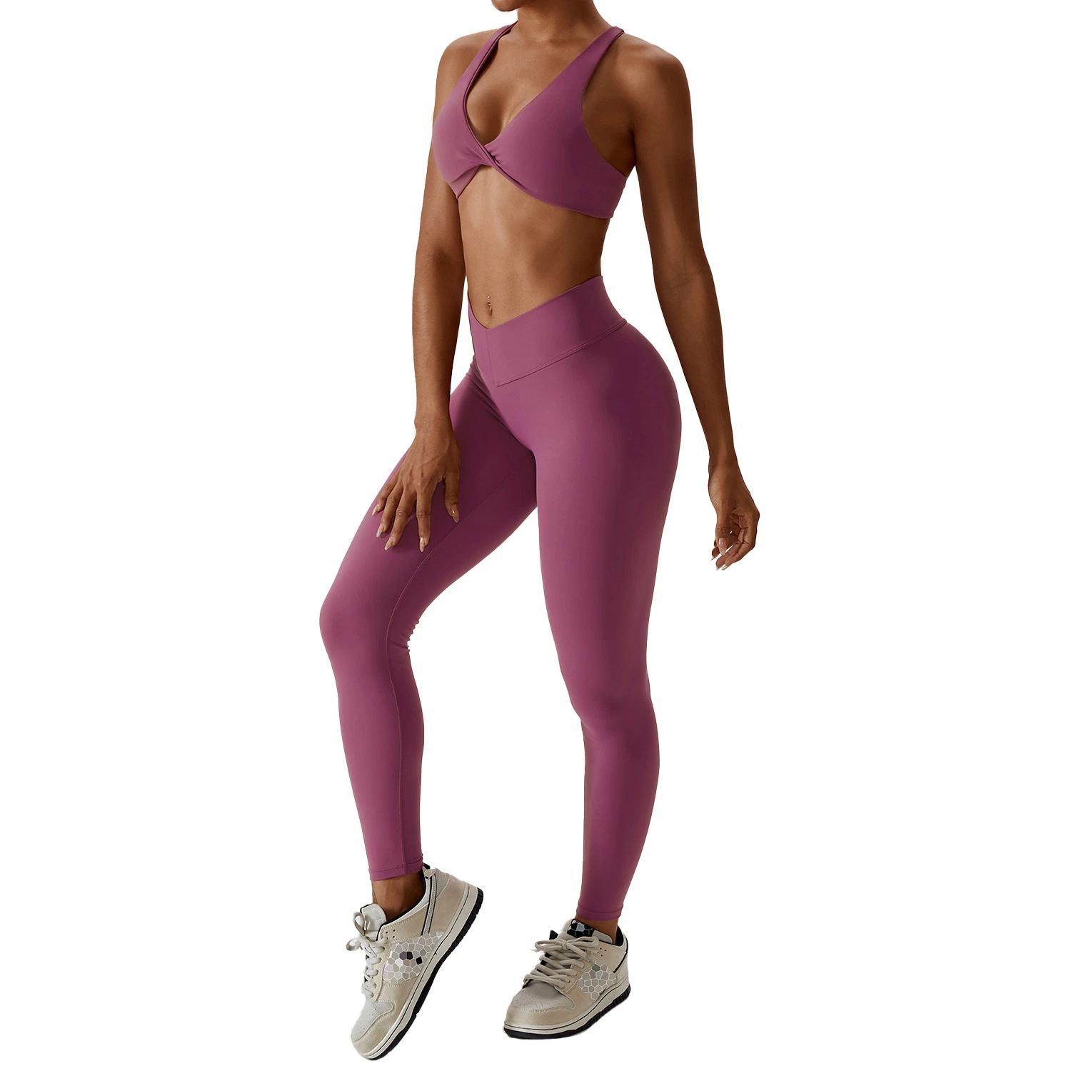 Vêtements de yoga sexy en gros pour femmes, avec dos croisé, adaptés à l'extérieur, à la pratique du Pilates, à la course à pied et au fitness. Ensemble de vêtements de sport pour femmes comprenant un ensemble de yoga pour la salle de sport.