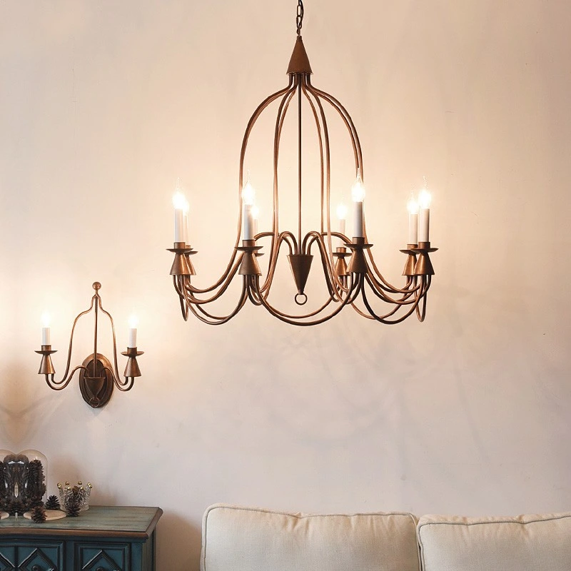 Country Metal Chandelier LED Retro Candle Chandeliers Vintage Loft Interior Lighting (WH-CI-164)