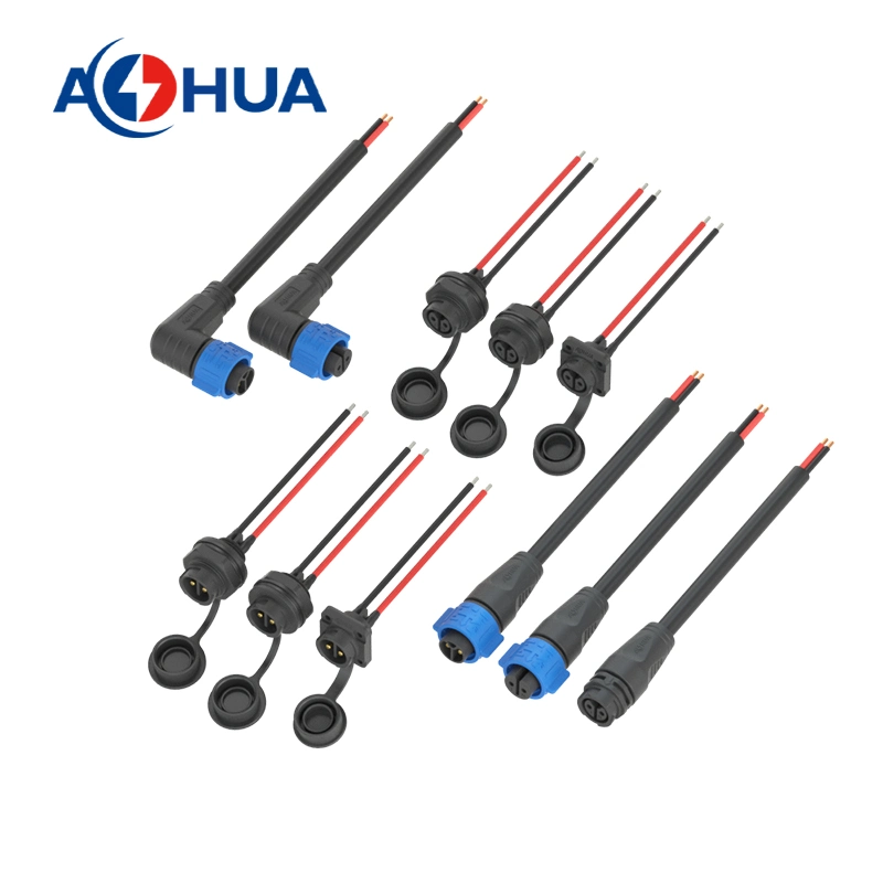 Aohua IP67 IP68 2pin Solder Wire Panel Mount Connector K20 Wire to Board Waterproof Female Front Panel Connector for LED Lighting Devices Junction Box